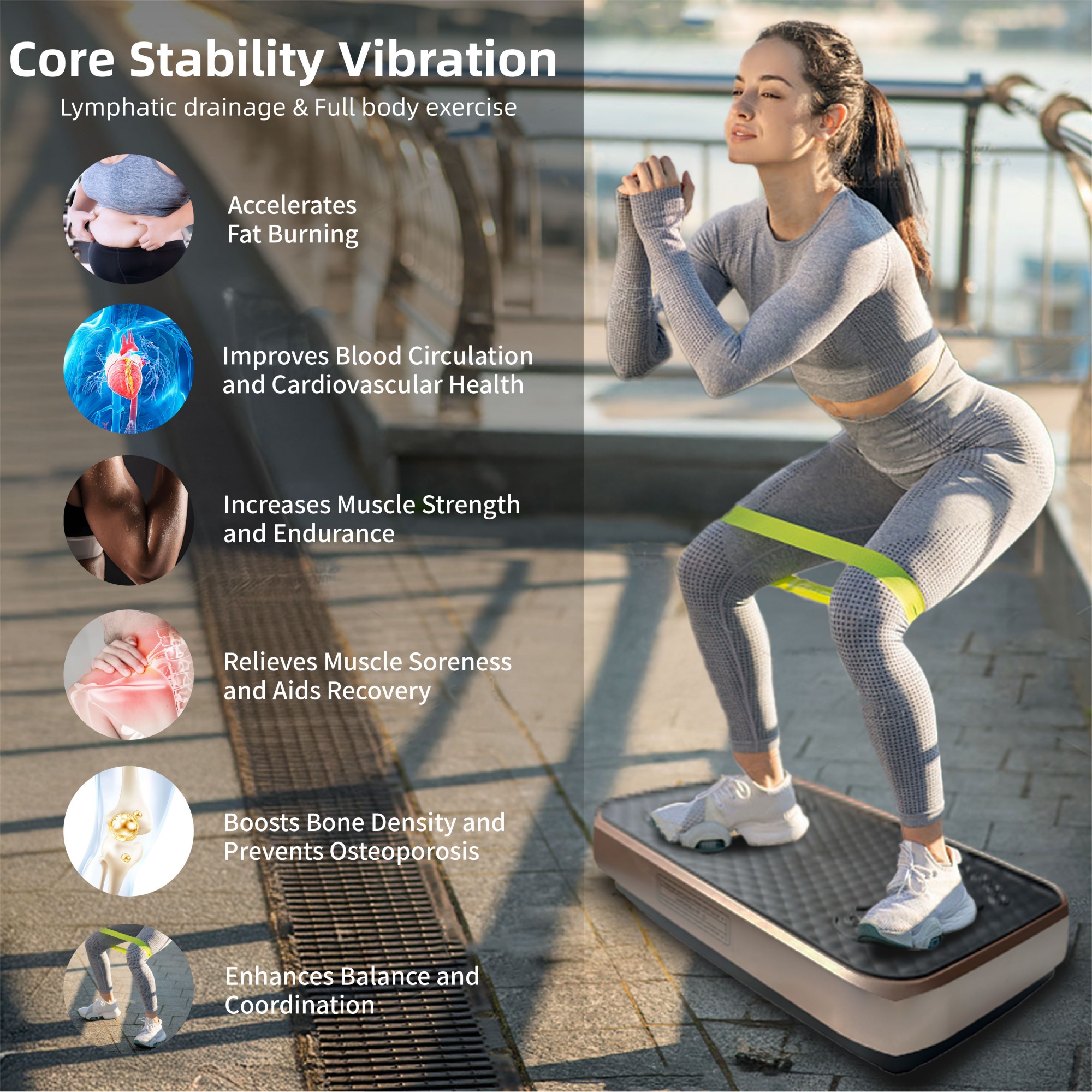 Vibration Plate Exercise Machine, Whole Body Fitness Platform For Lymphatic Drainage, Vibrating Shaker Board With 120 Speed Levels, Weight Loss And Fat Burner Workout Equipment For Women And Men_voghion.com